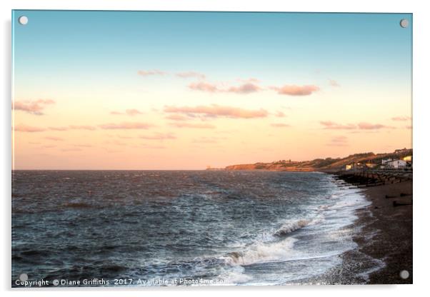 Reculver from Herne Bay Acrylic by Diane Griffiths