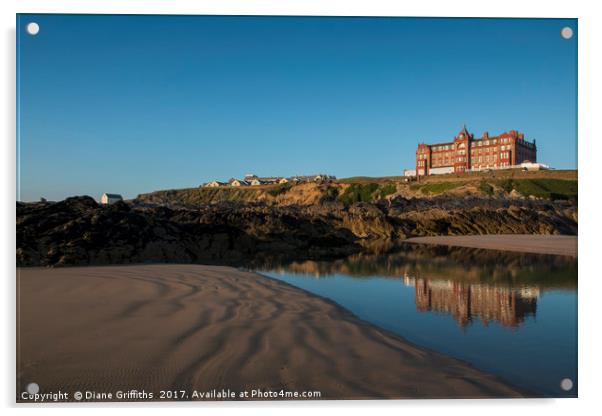 The Headland Hotel Newquay Acrylic by Diane Griffiths