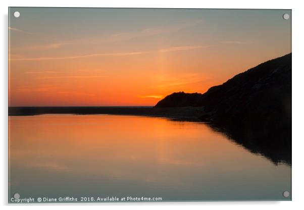 Crantock Beach Sunset Acrylic by Diane Griffiths