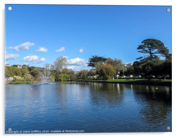 Newquay Trenance Gardens Boating Lake Acrylic by Diane Griffiths