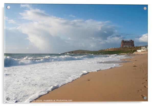 Fistral Beach Newquay Acrylic by Diane Griffiths