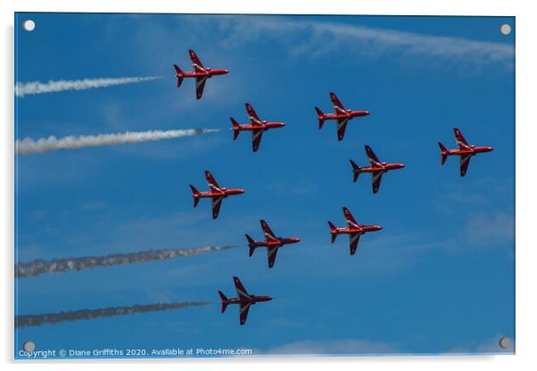 The Red Arrows at Kent County Show Acrylic by Diane Griffiths