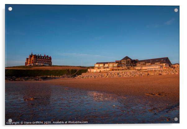 Fistral Beach Complex and The Headland Hotel Acrylic by Diane Griffiths