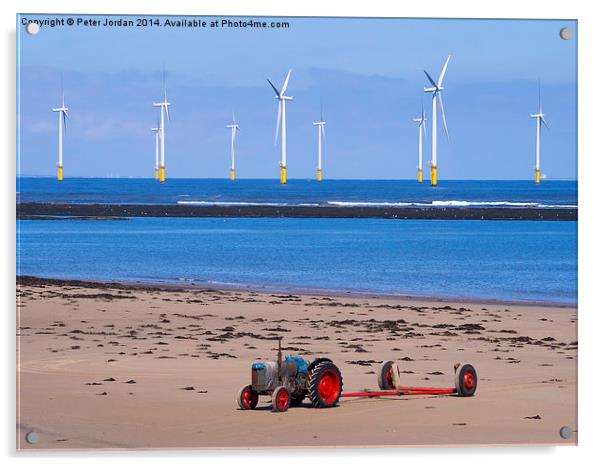 Tractor and Windfarm Acrylic by Peter Jordan