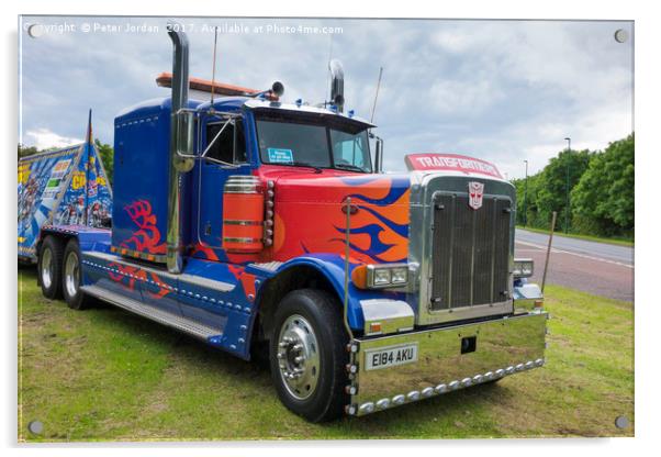 An American Peterbilt 379 truck used by a circus Acrylic by Peter Jordan