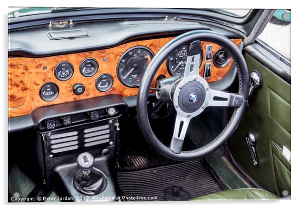 Cockpit of a 1970 Triumph TR6 classic British Spor Acrylic by Peter Jordan