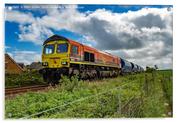 Freightliner locomotive 66503 hauling a train expo Acrylic by Peter Jordan