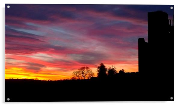 A sunset at Kenilworth Castle Acrylic by John Evans