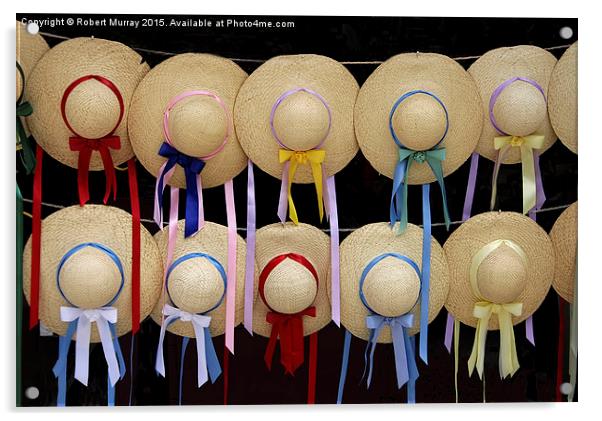  Straw Hats and Ribbons Acrylic by Robert Murray