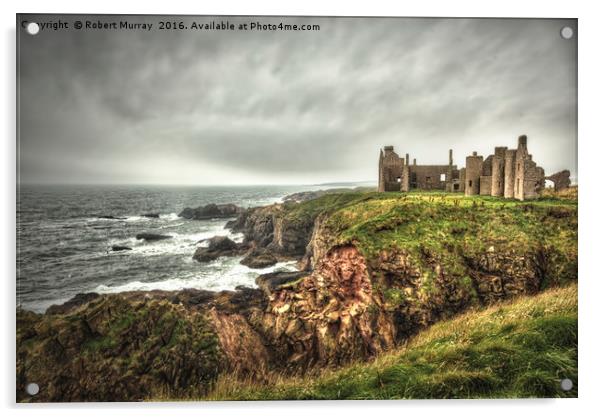 Slains Castle Acrylic by Robert Murray