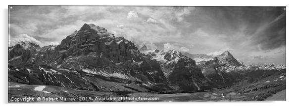  Swiss Alps Panorama B&W Acrylic by Robert Murray