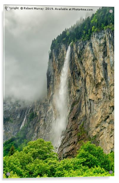 Staubbach Waterfall, Lauterbrunnen, Switzerland Acrylic by Robert Murray