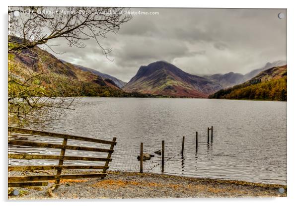 Fence Line into Buttermere Lake Acrylic by Robert Murray