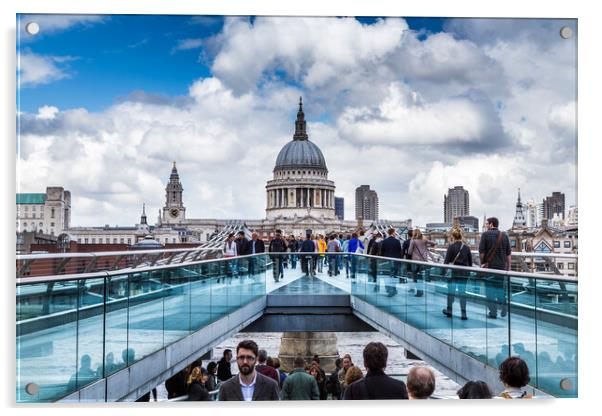 People on the Millennium Bridge Acrylic by Jason Wells