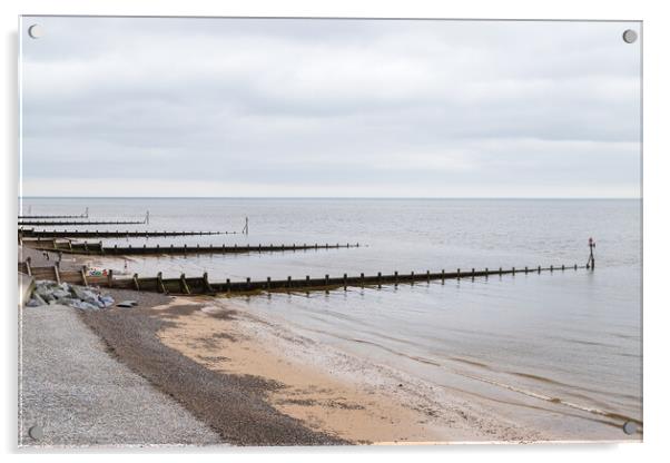 Groynes at Sheringham beach Acrylic by Jason Wells