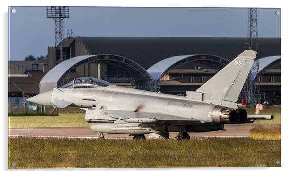 RAF Typhoon taxis to the runway Acrylic by Jason Wells
