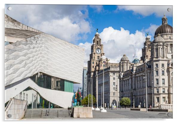 Museum of Liverpool next to the Three Graces Acrylic by Jason Wells