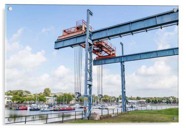 Boat crane at Preston Marina Acrylic by Jason Wells