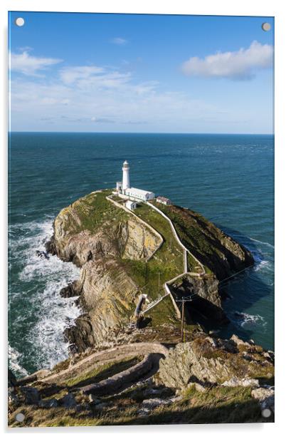 Looking down on South Stack Lighthouse Acrylic by Jason Wells