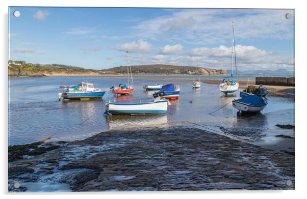 Boats off Abersoch marina Acrylic by Jason Wells