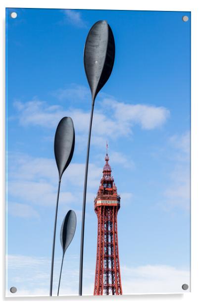 Dart sculptures in front of Blackpool Tower Acrylic by Jason Wells