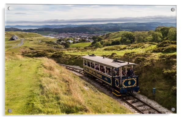 Great Orme tram going up to the summit Acrylic by Jason Wells