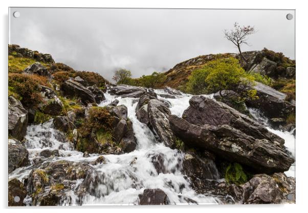 Water crashes over rocks at Ogwen Valley Acrylic by Jason Wells