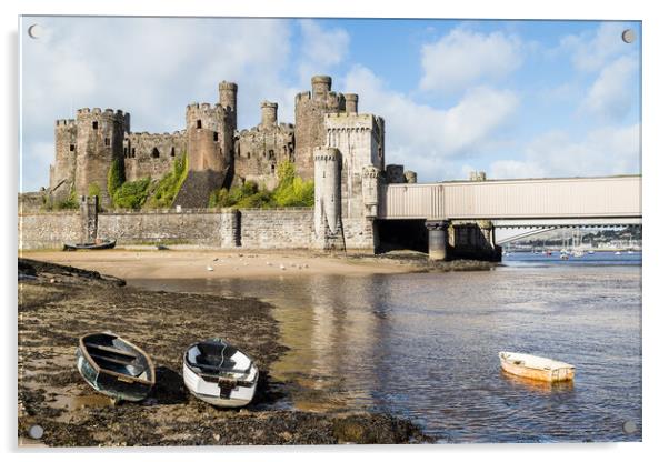 Boats in front of Conwy Castle Acrylic by Jason Wells