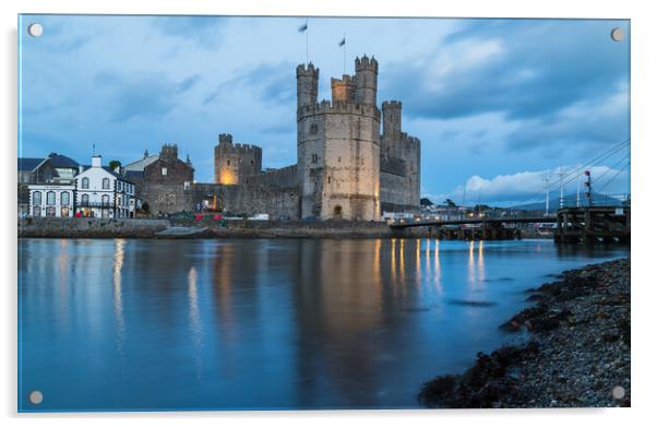 Caernarfon Castle at twilight Acrylic by Jason Wells
