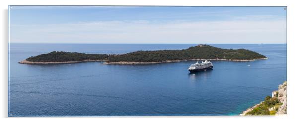 Cruise ship moored between Lokrum and Dubrovnik Acrylic by Jason Wells