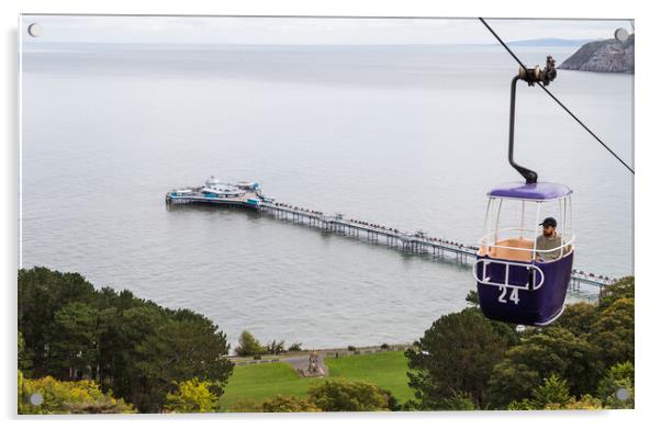 Cable car going up the Great Orme Acrylic by Jason Wells