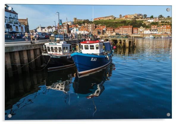 Fishing boats in Whitby harbour Acrylic by Jason Wells