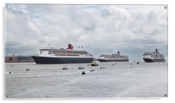 Three queens manoeuvre on the River Mersey Acrylic by Jason Wells
