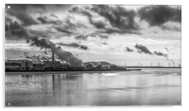 Steam from the banks of the Manchester Ship Canal in monochrome Acrylic by Jason Wells