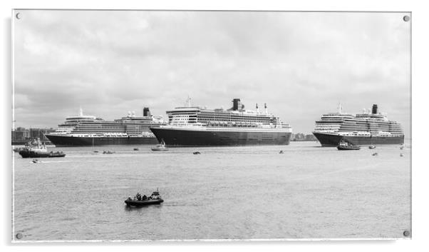 Three Queens line up on the River Mersey Acrylic by Jason Wells