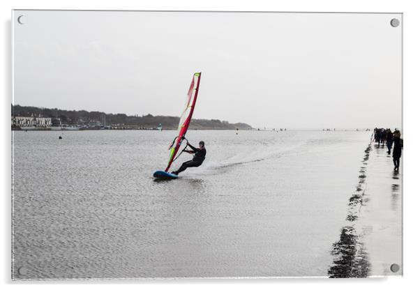 Wind surfer on West Kirby lake Acrylic by Jason Wells