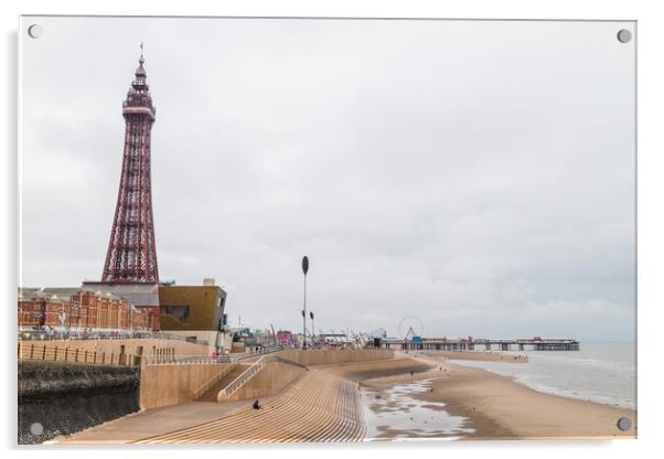 Blackpool Tower next to the Central Pier Acrylic by Jason Wells