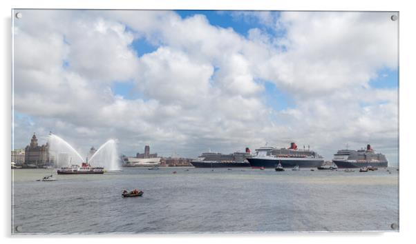 Cunard Fleet on the River Mersey Acrylic by Jason Wells