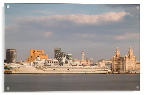 HMS Queen Elizabeth long exposure Acrylic by Jason Wells