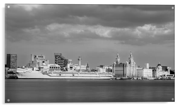 HMS Queen Elizabeth in monochrome Acrylic by Jason Wells