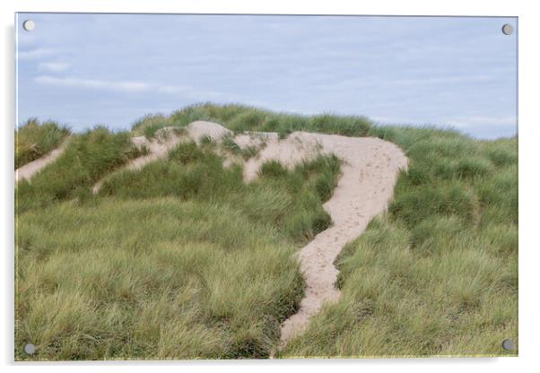Foot prints over Formby sand dunes Acrylic by Jason Wells