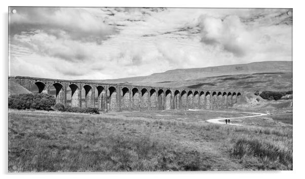 Ribblehead Viaduct in black and white Acrylic by Jason Wells