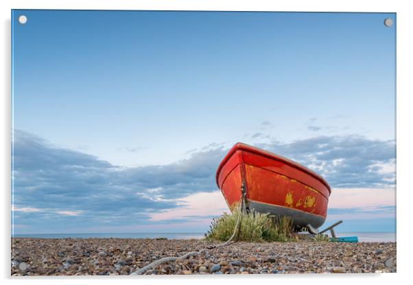 Red fishing boat at Dunwich Acrylic by Jason Wells
