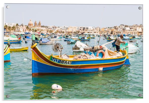 Luzzu boat in Marsaxlokk Acrylic by Jason Wells