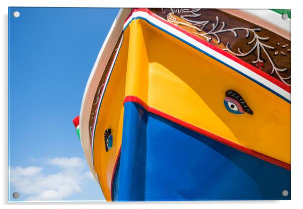 Luzzu boat under a blue sky Acrylic by Jason Wells