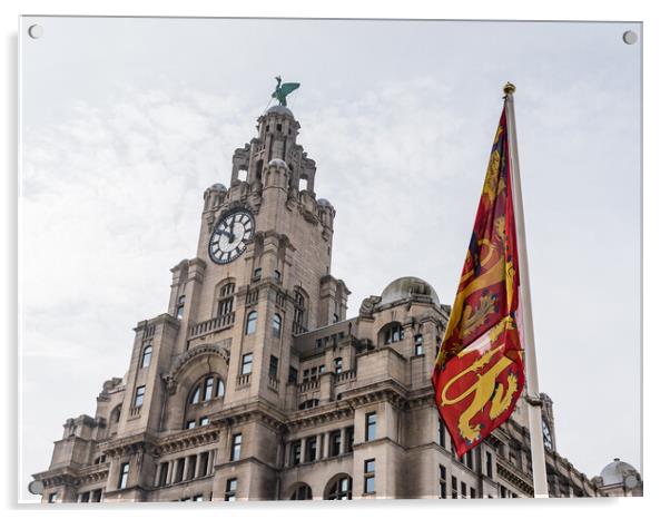 Royal arms of England in front of the Liver Building Acrylic by Jason Wells