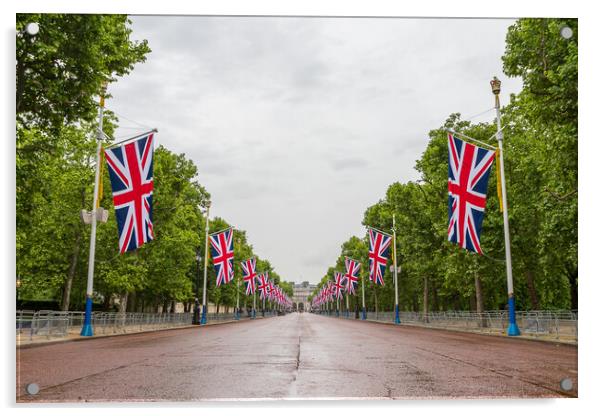 Union Jack lined Mall in London ready for the Jubi Acrylic by Jason Wells