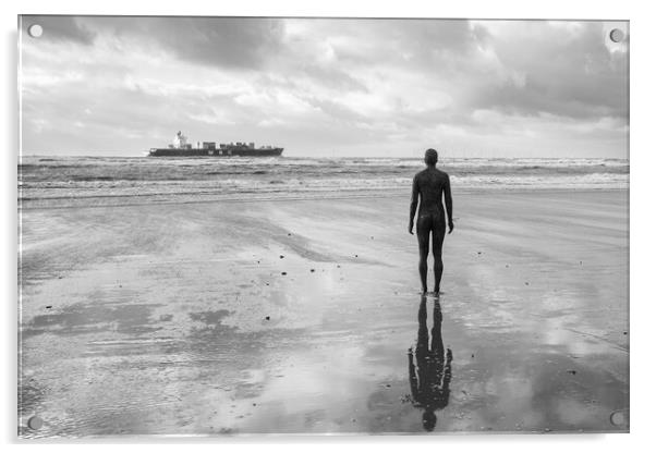 Iron Man watching a container ship passing by Acrylic by Jason Wells