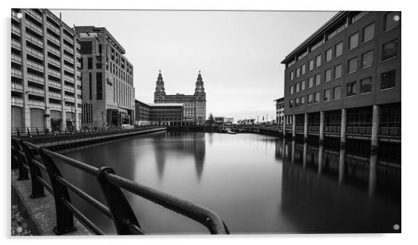 Princes Dock framing the Liver Building Acrylic by Jason Wells