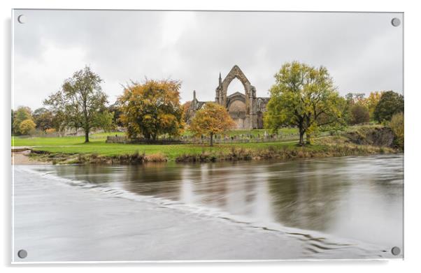 Bolton Abbey over submerged stepping stones Acrylic by Jason Wells